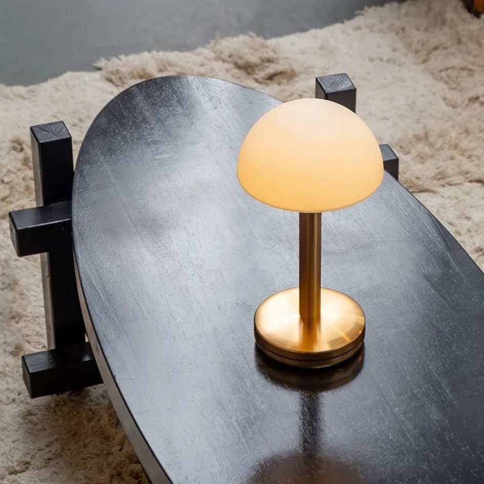 Tafellamp op accu gold/frosted IP65>Straluma Online