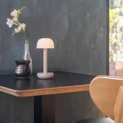 Tafellamp op batterij beige met frosted kap><noscript><img width=