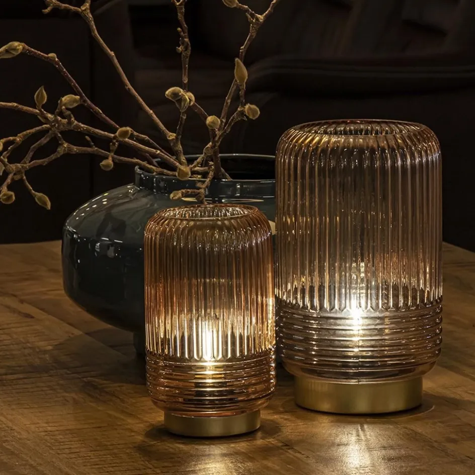 Tafellamp op batterij Lipa amber glas>Straluma Hot
