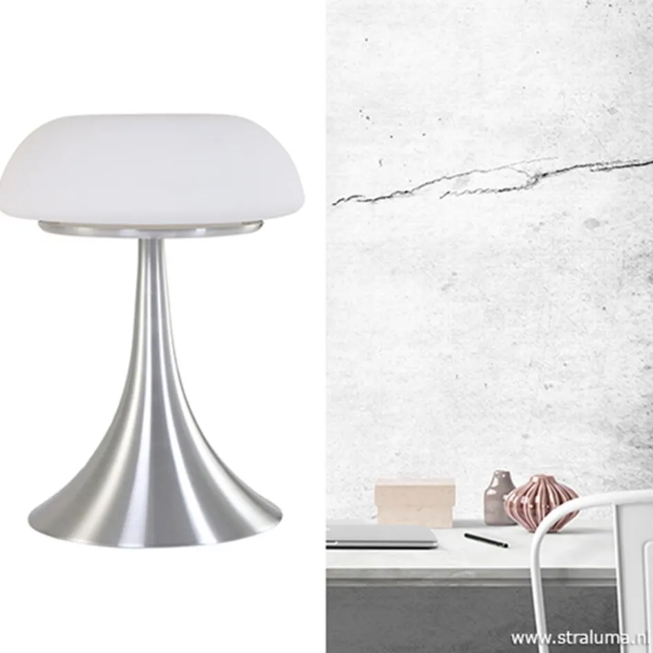 Tafellamp Purissima staal met opaal glas>Straluma Discount