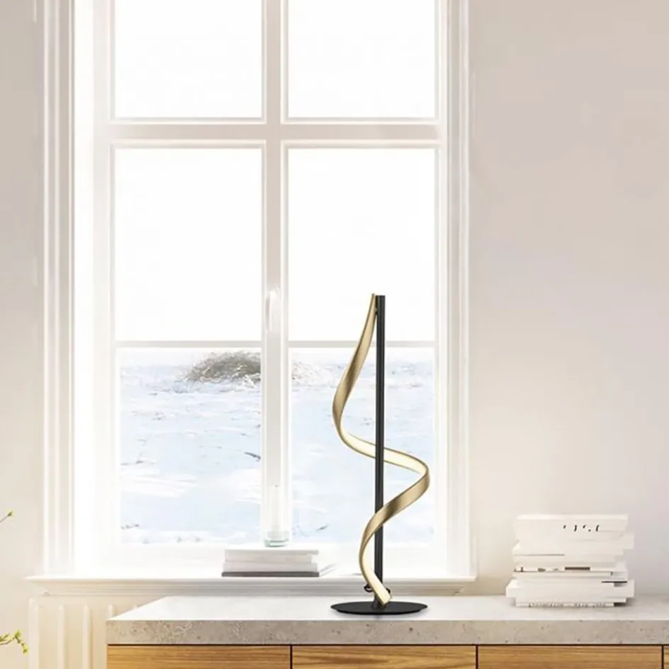 Tafellamp Q-Swing zwart/matgoud remote cct>Straluma Hot