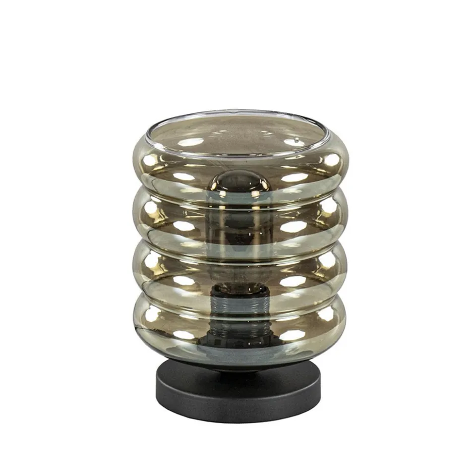 Tafellamp Quinto cilinder rib smoke/zw>Straluma Discount