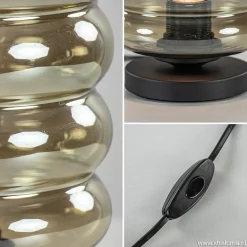 Tafellamp Quinto cilinder rib smoke/zw><noscript><img width=