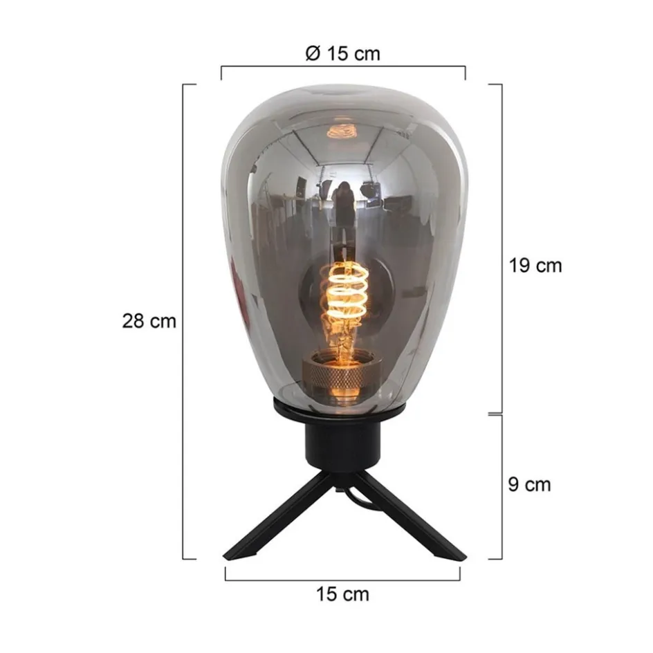 Tafellamp Reflexion ovaal zwart+smoke>Straluma Clearance