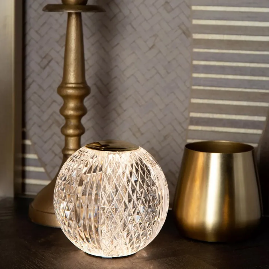 Tafellamp transparant/goud oplaadbaar en dimbaar>Straluma