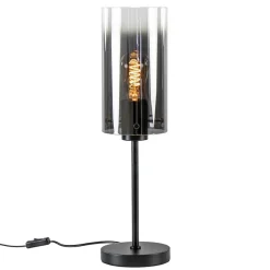 Tafellamp zwart met cilinder kap smoke gradiënt>Straluma Outlet