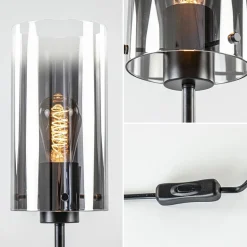 Tafellamp zwart met cilinder kap smoke gradiënt><noscript><img width=