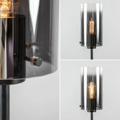 Tafellamp zwart met cilinder kap smoke gradiënt><noscript><img width=