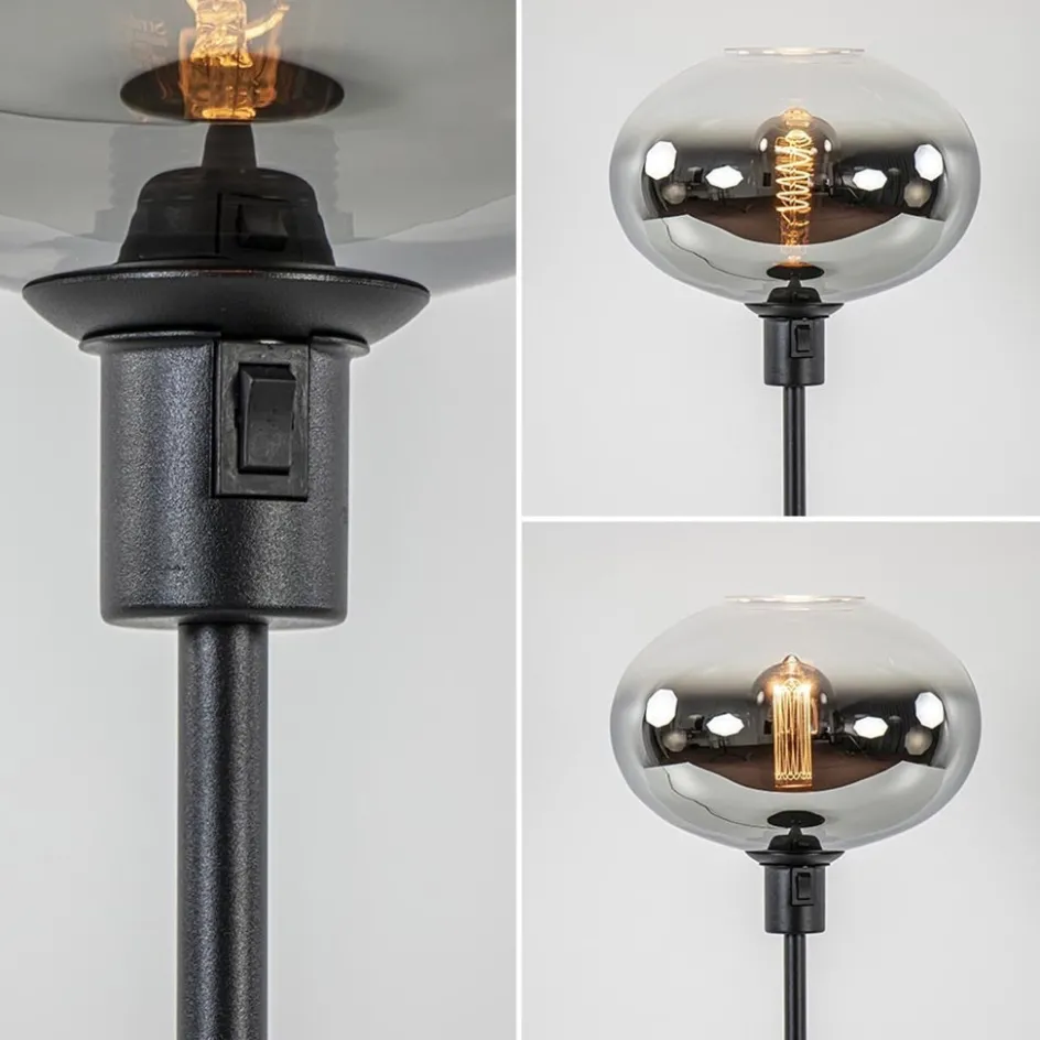 Tafellamp zwart met glazen kap smoke/helder gradient>Straluma Outlet