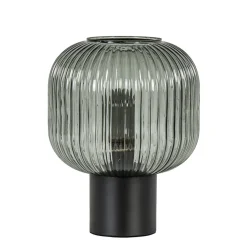 Tafellamp zwart met ronde smoke glazen kap>Straluma Best