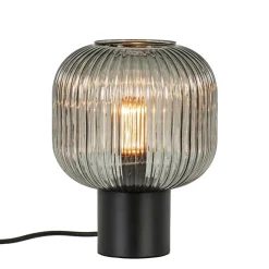 Tafellamp zwart met ronde smoke glazen kap>Straluma Best