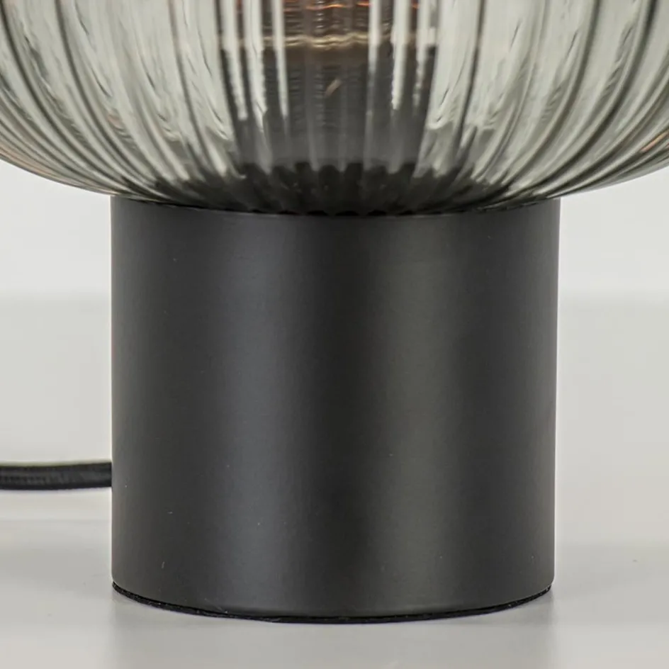Tafellamp zwart met ronde smoke glazen kap>Straluma Best