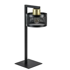 Tafellamp zwart/goud met ronde kap>Straluma Discount