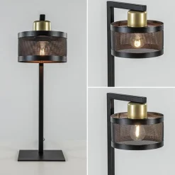 Tafellamp zwart/goud met ronde kap></noscript>Straluma Discount