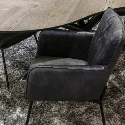 Trendy eetkamerstoel velours antraciet met armleuning><noscript><img width=