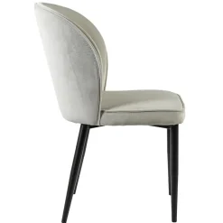 Trendy eetkamerstoel wit velours met zwart metalen poot><noscript><img width=