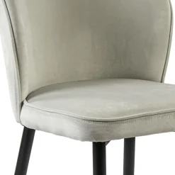 Trendy eetkamerstoel wit velours met zwart metalen poot><noscript><img width=