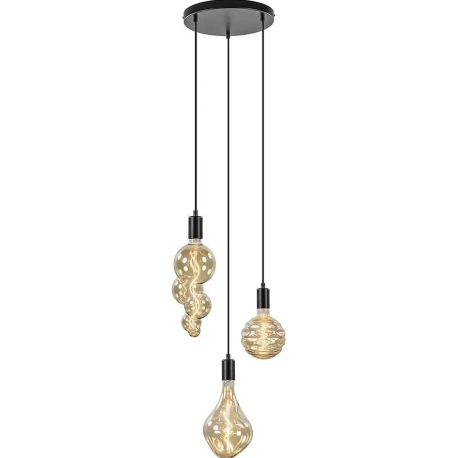 Trendy 3-lichts hanglamp mat zwart exclusief lichtbron>Straluma