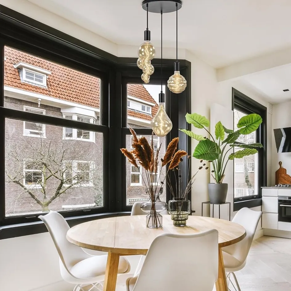 Trendy 3-lichts hanglamp mat zwart exclusief lichtbron>Straluma