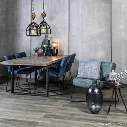 Trendy moderne eetkamerstoel metaal/stof><noscript><img width=