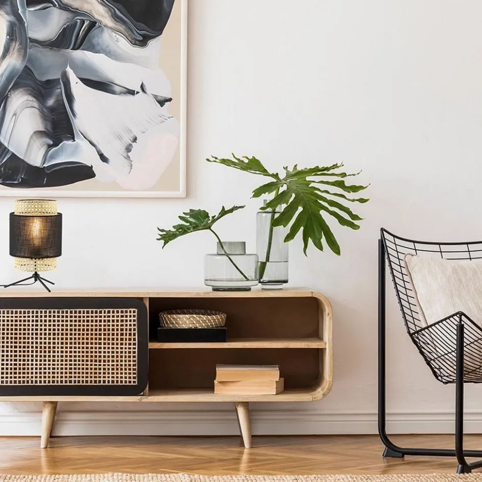 Trendy tafellamp driepoot zwart met webbing>Straluma Sale