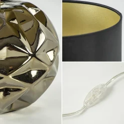 Trendy tafellamp keramiek goud met zwarte kap><noscript><img width=