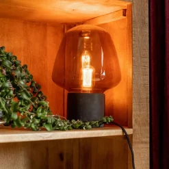 Trendy tafellamp met smokey glas><noscript><img width=