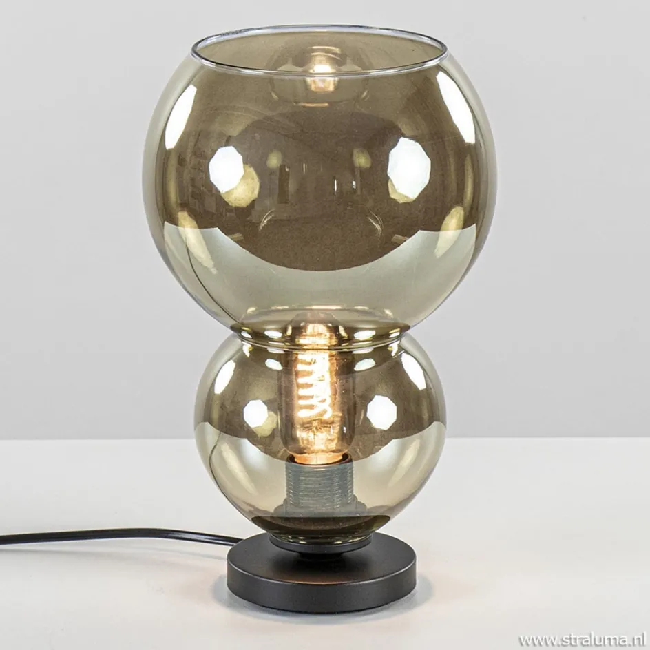 Trendy tafellamp met smoke glazen kap>Straluma Hot