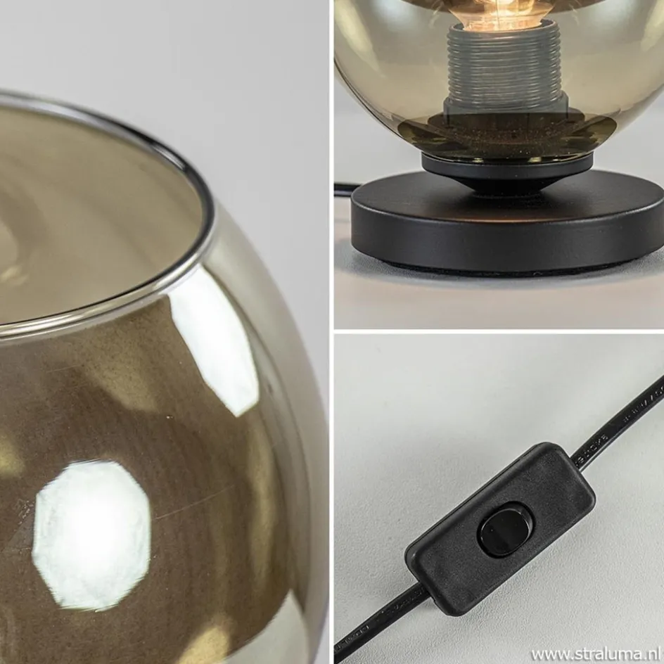 Trendy tafellamp met smoke glazen kap>Straluma Hot