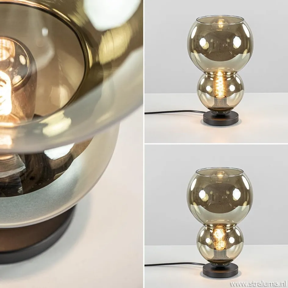 Trendy tafellamp met smoke glazen kap>Straluma Hot