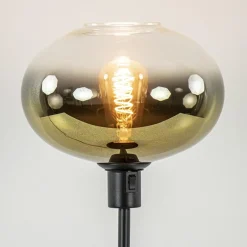 Trendy tafellamp zwart met glazen kap helder/goud><noscript><img width=