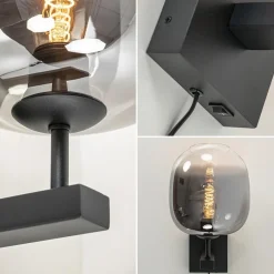 Trendy wandlamp zwart met smoke glazen kap en snoer></noscript>Straluma Clearance