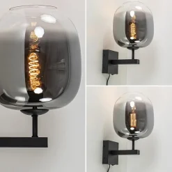 Trendy wandlamp zwart met smoke glazen kap en snoer></noscript>Straluma Clearance