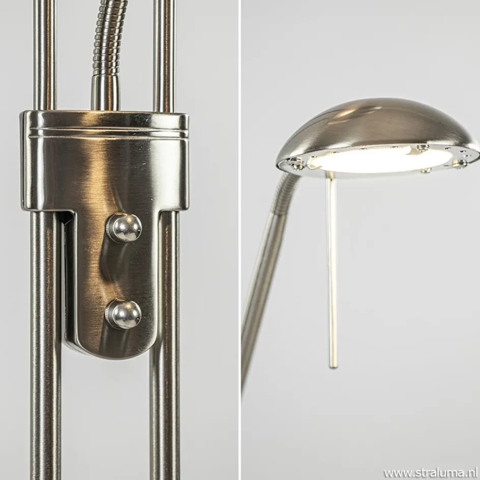 Uplighter met leesarm New Luna nikkel>Straluma