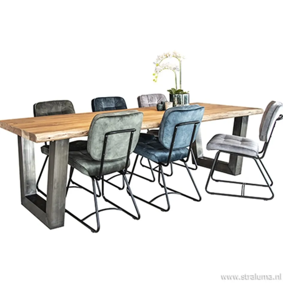 Velourse eetkamerstoel met zwarte poten>Straluma Clearance