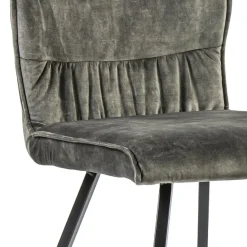 Velvet grijze eetkamerstoel met zwarte pootjes><noscript><img width=