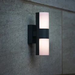 Verstelbare LED buitenlamp 2-lichts cilinder donker grijs><noscript><img width=