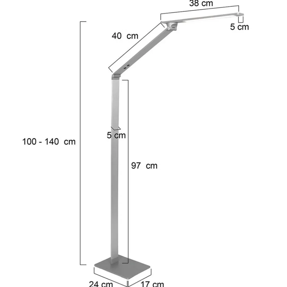 Verstelbare LED vloerlamp geborsteld staal dimbaar>Straluma Hot
