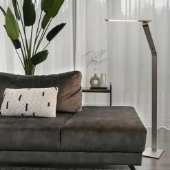 Verstelbare LED vloerlamp geborsteld staal dimbaar><noscript><img width=