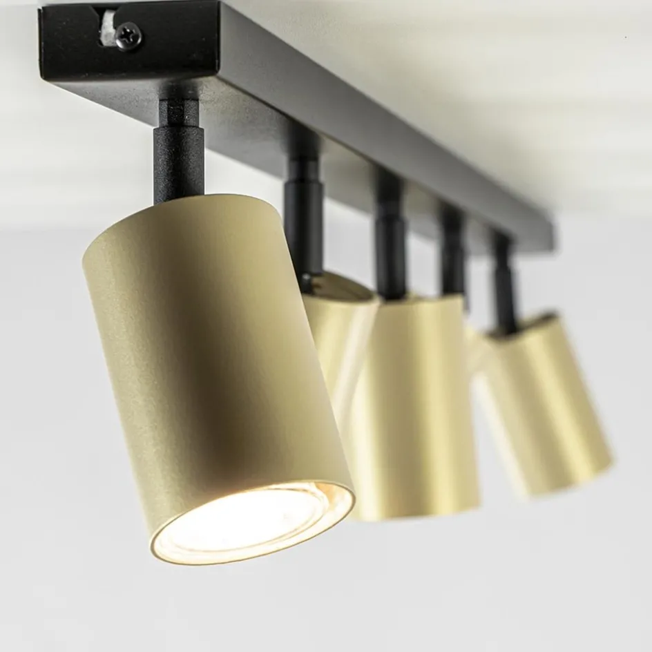 Verstelbare 5-lichts GU10 opbouwspot goud met zwart>Straluma New