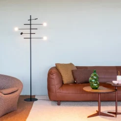 Verstelbare 5-lichts LED vloerlamp zwart dimbaar><noscript><img width=