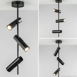 Verstelbare 3-lichts plafondspot zwart metaal>Straluma Best