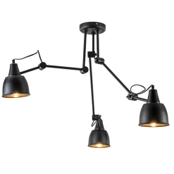Verstelbare 3-lichts plafondlamp met zwarte kappen>Straluma Discount