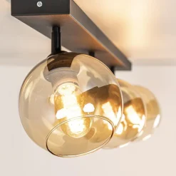 Verstelbare 3-lichts plafondlamp met amber glas><noscript><img width=