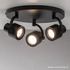 Verstelbare opbouwspot zwart 3-lichts>Straluma Clearance