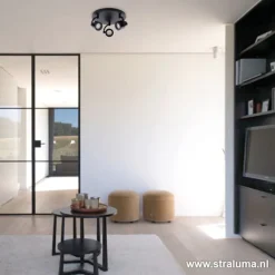 Verstelbare opbouwspot zwart 3-lichts><noscript><img width=