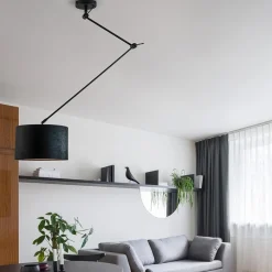 Verstelbare plafondlamp zwart met velourse kap></noscript>Straluma Online