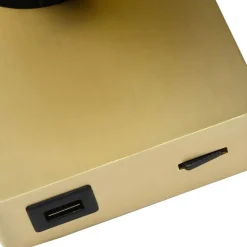 Verstelbare wandlamp mat goud inclusief dimbaar LED en USB><noscript><img width=