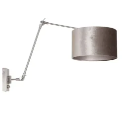Verstelbare wandlamp staal met velourse kap zilver>Straluma Discount