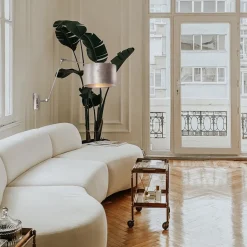 Verstelbare wandlamp staal met velourse kap zilver><noscript><img width=